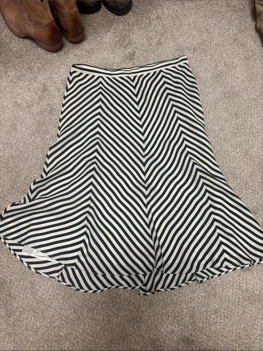 Michael Kors Black and White Chevron A-Line Skirt